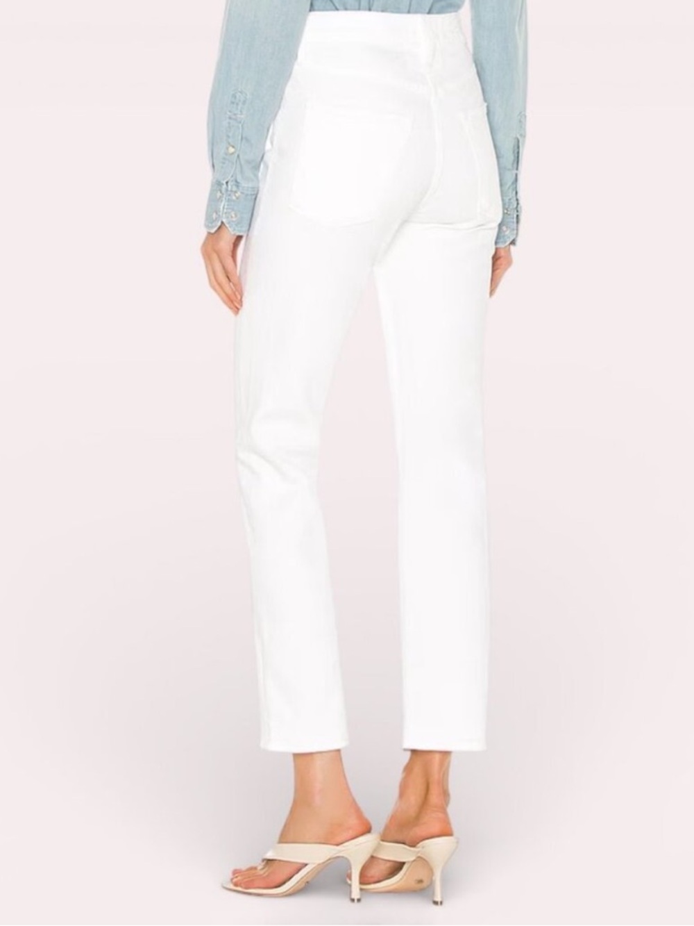MOTHER The Hustler Ankle Fray 26 Boot Crop White High Rise Fairest Of Them All - Picture 3 of 13